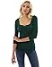 PattyBoutik Women Empire Waist Lace Up Long Sleeve Blouse (Dark Green Medium)