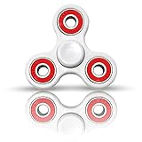 FIDGETZ Fidget Spinner Toy Tri-Spinner (White/Red) Hand Spinner Durable Long Lasting 2-4 Minute Spins Non-3D Printed For Kids & Adults Stress, Anxiety, ADHD, Autism Focus Toy (White/Red)
