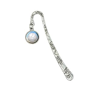 Sporty Volleyball Book Bookmark with Antiqued Charm
