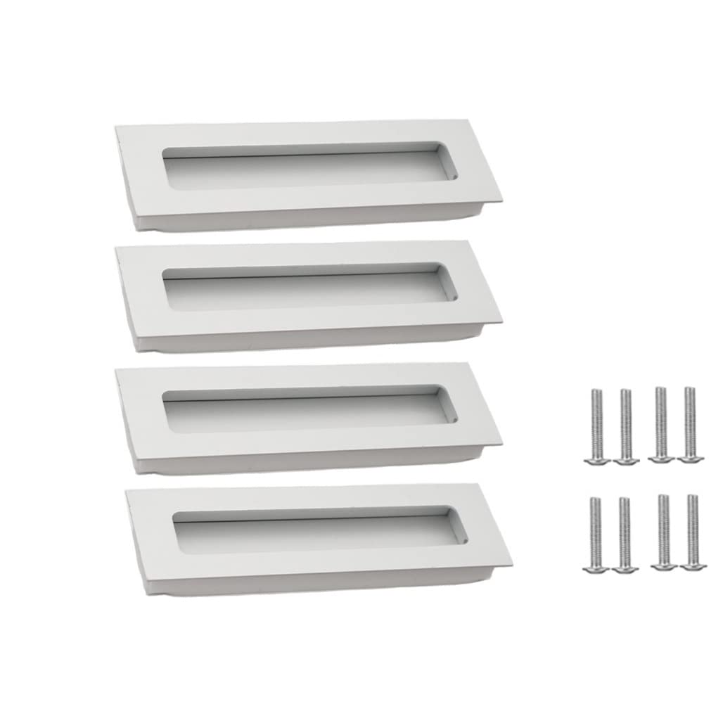 SYDARSYN 4 Pack Sliding Door Handle Tatami Cabinet Drawer Knob Rectangular Recessed Concealed Handles with Screws (Matte, 64mm)