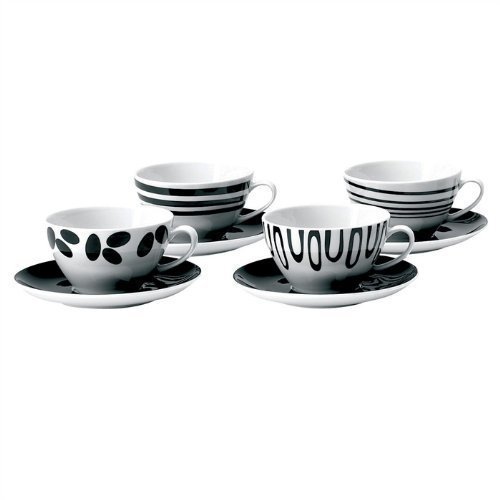 LSA International Jazz Cup and Saucer 350 ml Black Assorted Amazon.co