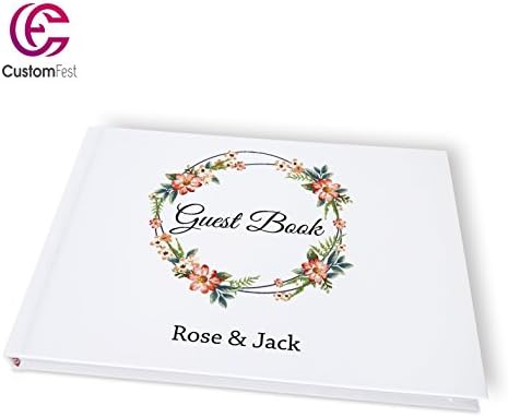 CustomFest Customizable Wedding Guest Book(50 pages) with Exquisite Personalized Printing Cover Card