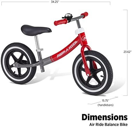 Air Ride Balance Bike: bicicleta para crianças pequenas, idades 1,5-5, bicicleta de equilíbrio vermelha e branca para crianças