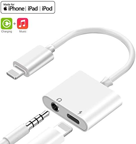 Headphone Jack Adapter Dongle for iPhone Xs/Xs Max/XR/ 8/8 Plus/X (10) / 7/7 Plus Adapter to 3.5mm Splitter Converter Compatible Charger and Listen to Music Aux Adapter Audio + Charge Adaptor