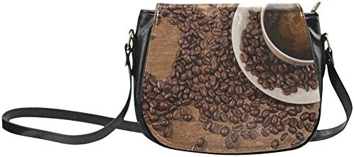 meincare Women's Coffee Heart PU Leather Classic Saddle Bag