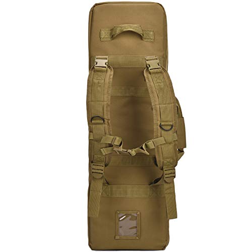 BOW-TAC Double Long Rifle Gun Case Bag Tactical Rifle Backpack Pistol Soft Firearm Transportation Carbine Case - Lockable Compartment Brown 42"