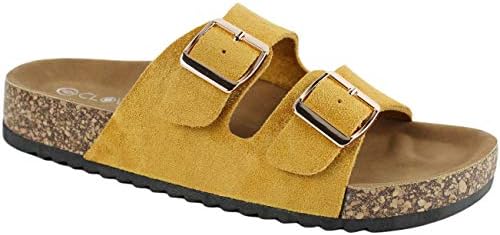 Comfort Low Easy Slip On Sandal – Casual Cork Footbed Platform Sandal Flat – Trendy Open Toe Slide Sandal Shoes