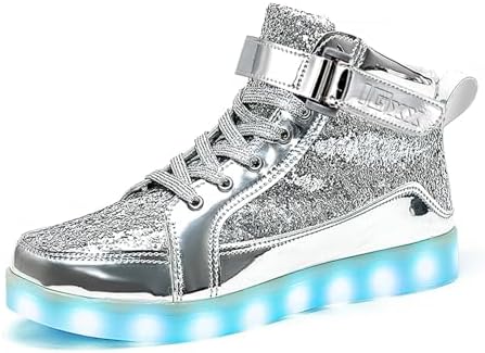 IGxx LED Light Up Shoes for Kids High Top Sneakers Lights Shoes