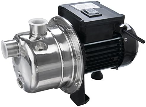 Lanchez JGP80019WU INOX 1/2HP, 115V, 960GPH Stainless Steel and Cast Iron Utility Shallow Well Jet Water Pump with 6 Feet Power Cord, Black
