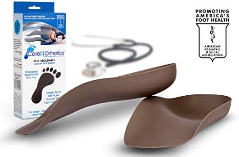Corefit Custom Plantar Fasciitis Orthotics - Custom Fit at Home 3/4 Arch Supports - Dip in Hot Water & Fit to Foot in Seconds - Handcrafted (Women's UK Size 5 / US Size 7)