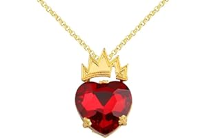 VLYHOLU Queen of Hearts Jewelry Set with Crown Tiara Necklace and Earrings, Red Heart Pendant Gold Headband Accessories for P