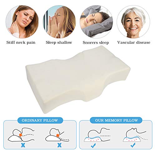 Memory Foam Pillow Neck Support Pillow for Sleeping Ergonomic Contour Pillow for Side Back and Stomach Sleepers Anti Snore for Men Women