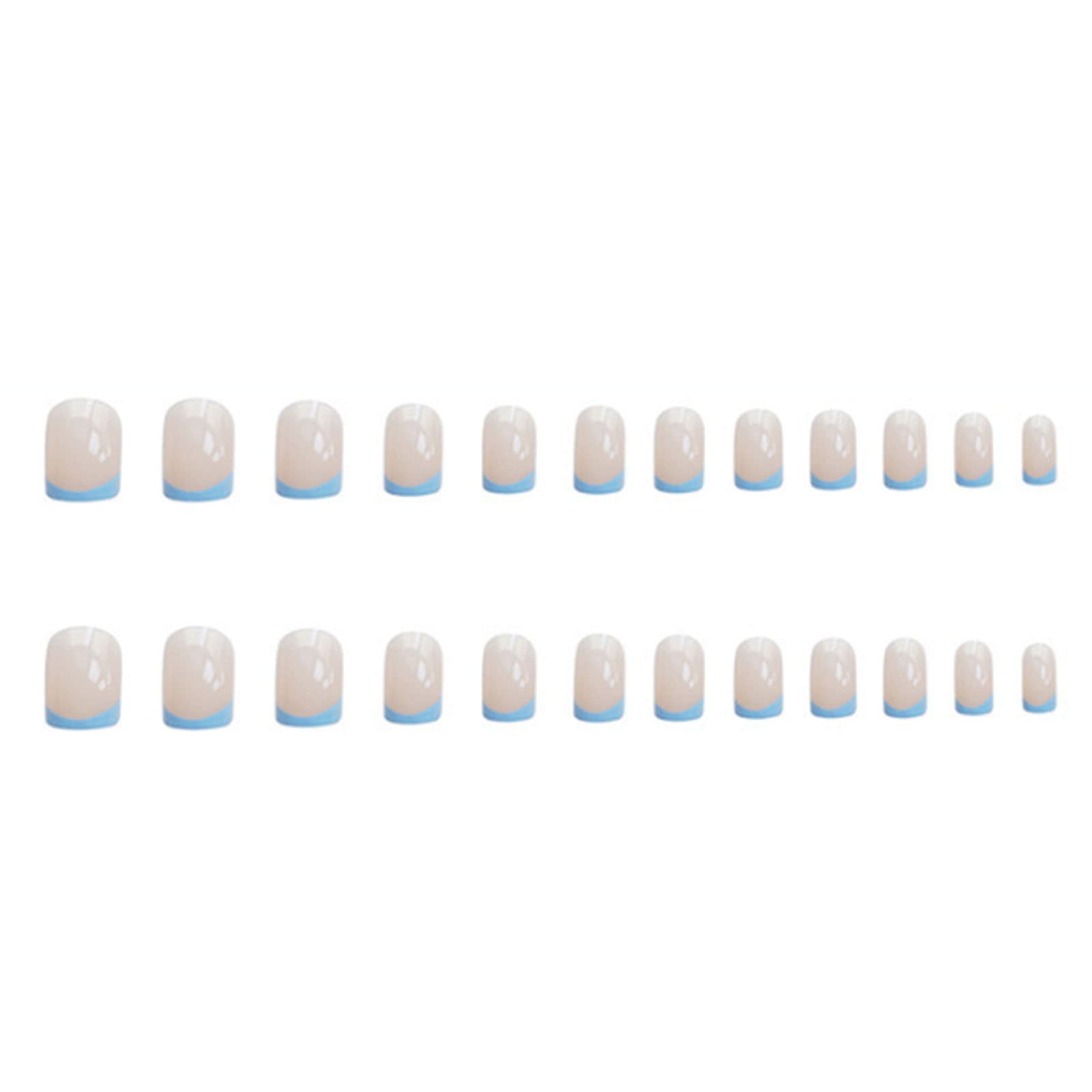 DANMANR Medium Press on Nails Full Cover Fake Nails Acrylic Stick on Nails False Nails for Women and Girls (French blue medium nails) - Image 2