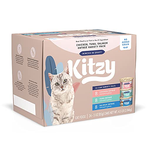 Amazon Brand Kitzy Wet Cat Food, Variety Pack (Chicken,Tuna & Salmon