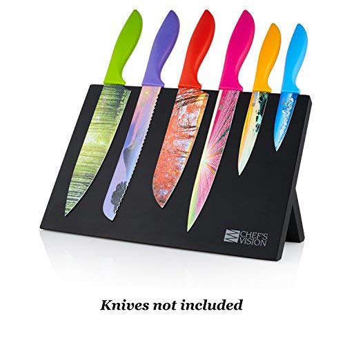 Magnetic Kitchen Knife Block - BEHOLD by Chef's Vision - Free Standing Knife Set Holder - Stylish Black Kitchen Knife Display - Ideal For Color Knives - Magnetic Stand For Beautiful Kitchen Decor - Thumbnail 4