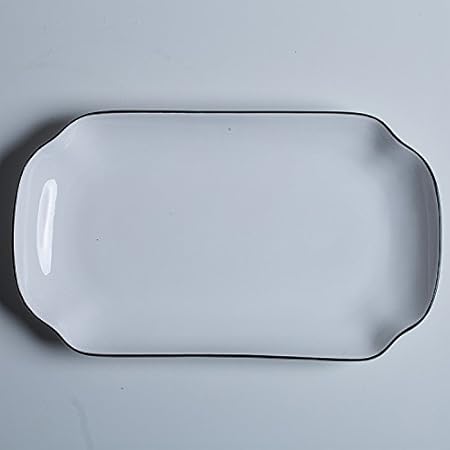 FANG-STUDIO Disco De Cerámica del Borde Negro Blanco Simple ...