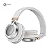 Aita Bluetooth Headphones On Ear Foldable Wireless Headphones with FM Radio, Microphone, TF Card Reader and LED Lights, Soft Memory-Protein Earmuffs (White)