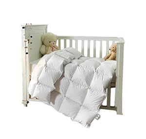 Image of ROSE FEATHER Toddler/Travel/Crib Goose Down Comforter Duvet/Blanket Multifunctional,100% Organic Cotton Hypoallergenic & Washable Unisex Kids,All Season,White 41x48