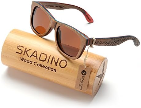 SKADINO Wayfarer Wood Sunglasses with Polarized Lenses-Handmade Floating Wooden Shades for Men & Women