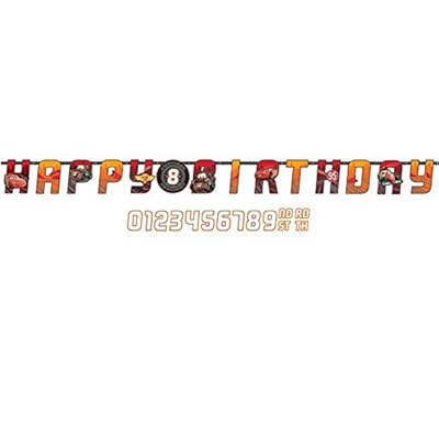 Disney Cars Formula Racer Birthday Party Add-An-Age Customizable Jumbo Letter Banner Decoration, Multi , 10 1/2 Feet X 10", Paper