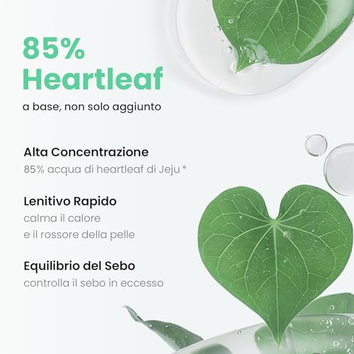 caraseoul Heartleaf 85 Face Toner - Soothing and Moisturizing, 85% Houttuynia Cordata from Jeju, Centella Asiatica, pH Balanced, Sensitive and Impure Skin, Watery Texture, Korean Skincare, Vegan, 200