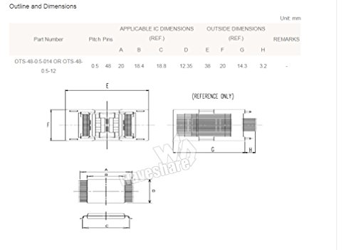 Waveshare TSOP48 TO DIP48 (B) TSSOP48 OTS-48-0.5-014 OR OTS-48-0.5-12 IC Test Socket Programming Adapter 0.5mm Pitch