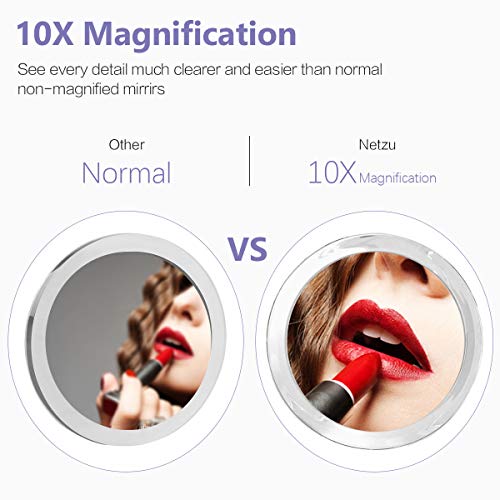 10X Magnifying Mirror Suction Cups, Bathroom Round Vanity Mirror for Precise Makeup, Tweezing Blackhead/Blemish Removal (6 Inch)