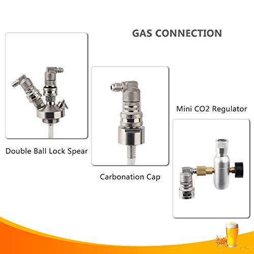 OneBom Ball Lock Disconnect, Stainless Steel Ball Lock Gas & Liquid, 1/4'' MFL Thread Update for Corny Keg (Stainless Steel)