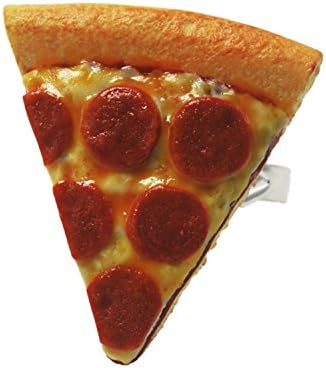 Pepperoni Pizza Polymer Clay Adjustable Statement Ring - Food Jewelry