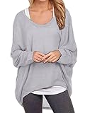 Guandiif Womens Baggy Shirts Long Batwing Sleeve Oversized Loose Pullover Casual Blouse Knit Top
