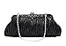 PULAMA Clutch Purse for Women, Pleated Satin Bridal Clutch Crossbody Evening Bag for Wedding & Prom Party (Black)