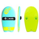 The Slyde Grom Soft Top Bodysurfing Handboard/Handplane, Easy to Use, Fun to Master, Safe for Kids, Portable, Light Weight, Durable with Exceptional Buoyancy (Turquoise and Electric Lemon)