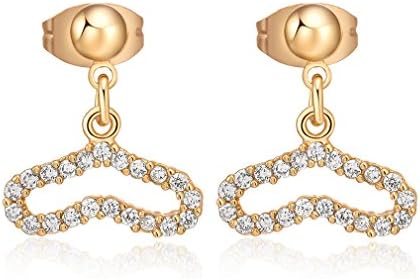 Firewings 18k Yellow Gold Filled Clear Rhinestone Hollow Heart Butterfly Stick Earings