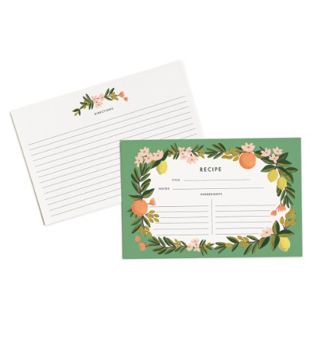 Rifle Paper Co. Citrus Floral 4" x 6" Recipe Cards - Set of 12 Cards