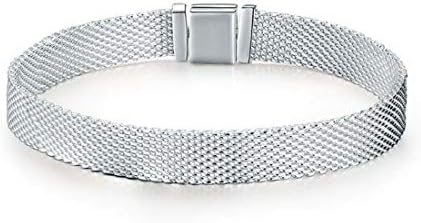 Fashion Jewelry 925 Sterling Silver Reflexions Bracelet for Women Mesh Bracelet Clip Beads & Safe Chain.Birthday for Friends Mothers Wife and Daughters