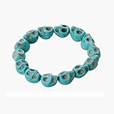 JQUEEN Blue,Howlite Turquoise Skull Beads Buddhist Prayer Bracelet Mala