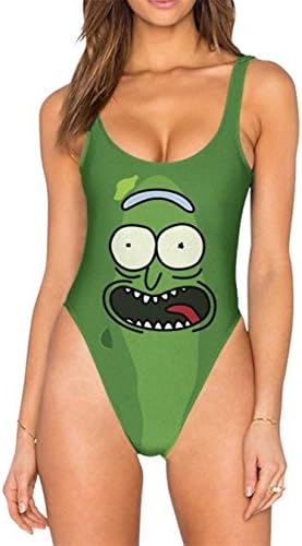 Summer Swimwear Joke Bather Beachwear Funny Rick and Morty Print One Piece Swimsuit
