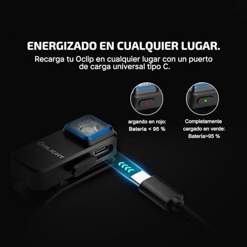 Oclip Mini Linterna de Clip Luz Roja y Blanca 300LM 70M