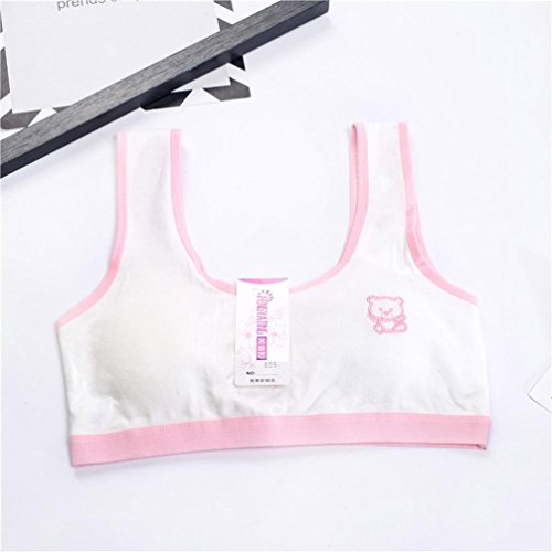 TIFENNY Newest Lovely Girls Printing Underwear Bra Vest Children Underclothes Sport Undies (Pink-A)