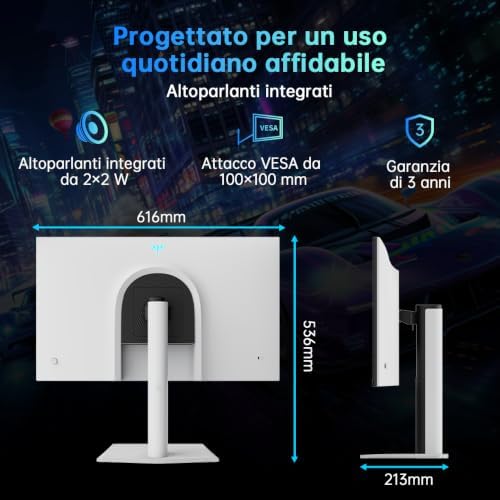 H27E6S Monitor Gaming 27 Pollici QHD 2560 x 1440, 240 Hz (OC 275 Hz), Fast IPS, 1 ms, HDR400, FreeSync & G-Sync Compatible, Eye Care, VESA 100 x 100, Supporto Regolabile, HDMI 2.0, DisplayPort 1.4