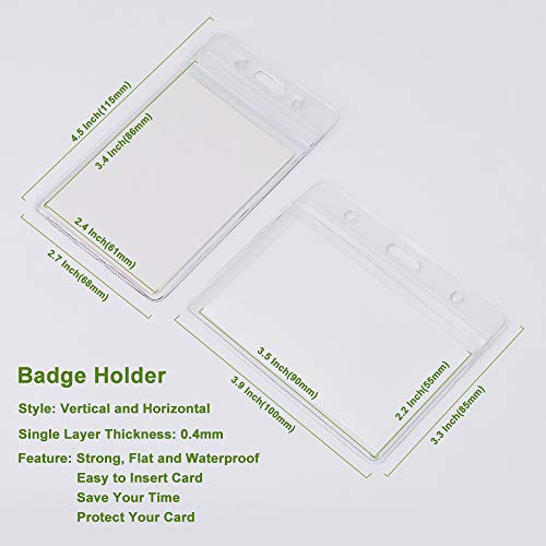 3 Pack Retractable Badge Holder Reel Clip and Vertical Horizontal Style Waterproof Clear ID Badge Holder with Key Ring, Steel Wire Cord, Metal Casing, Metal Clip Aisoso - Thumbnail 3