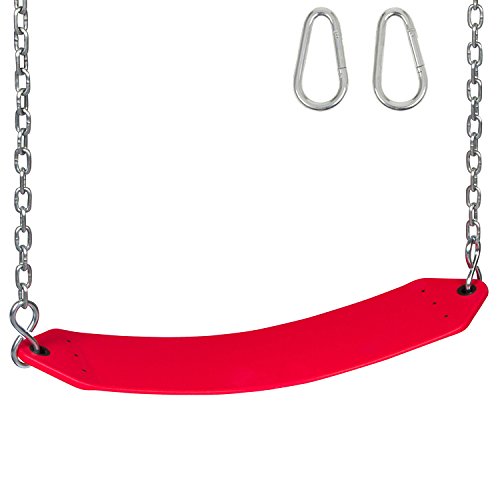 Swing Set Stuff Residential Belt Swing Seat with Chains and Hooks (Red) SSS Logo Sticker