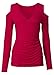 Face N Face Women's Long Sleeve Sexy Bodycon Casual Tops V Neck Tee Shirts Plus Size Red XX-Large