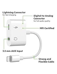 para iPhone Adaptador Auricular para iPhone 8 Adaptador Adaptador de Jack de 3,5 mm Cargador para iPhone 8 8Plus para iPhone7 7Plus X 10 Xs XSmax Auricular para iPhone Dongle Adaptador de 3,5 mm Compatible con iOS 12 Sistema