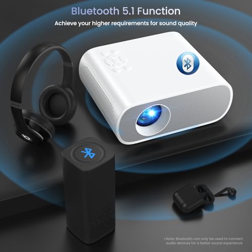HOMPOW Projector, Native 1080P Full HD Bluetooth Projector with Speaker, 9500 Lumens Outdoor Portable Movie Mini Projector Compatible with Laptop, Smartphone, TV Stick, Xbox, PS5