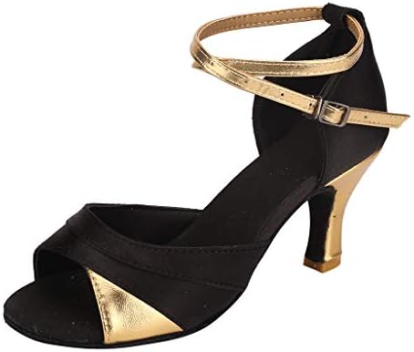 Dance Shoes for Women - Girl Mid Heel Ankle Buckle Ballroom Party Shoes for Latin Tango Salsa Performance Shoes White