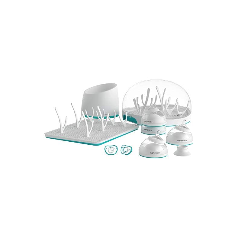 Nanobebe Baby Bottles Breastmilk Newborn Set – Breastfeeding Baby Bottles Set (Anti Colic) Drying Rack, Pacifiers…