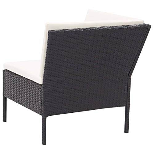 vidaXL Gartenmöbel 3-TLG. mit Auflagen Lounge Sofa Sitzgruppe Garten Garnitur Gartensofa Gartenset Mittelsofa Fußhocker Ecksofa Poly Rattan Schwarz – Bild 6