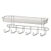 mDesign Metal Closet Wall Mount Jewelry Accessory Storage Organizer Shelf with 6 Hooks and 1 Basket for Storage of Necklaces, Bracelets, Rings, Earrings, Sunglasses, Wallets - Satin