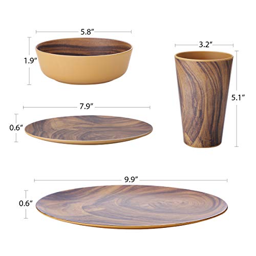 Dinnerware Set, 12 Piece Bamboo Tableware Set Antibacterial Eco